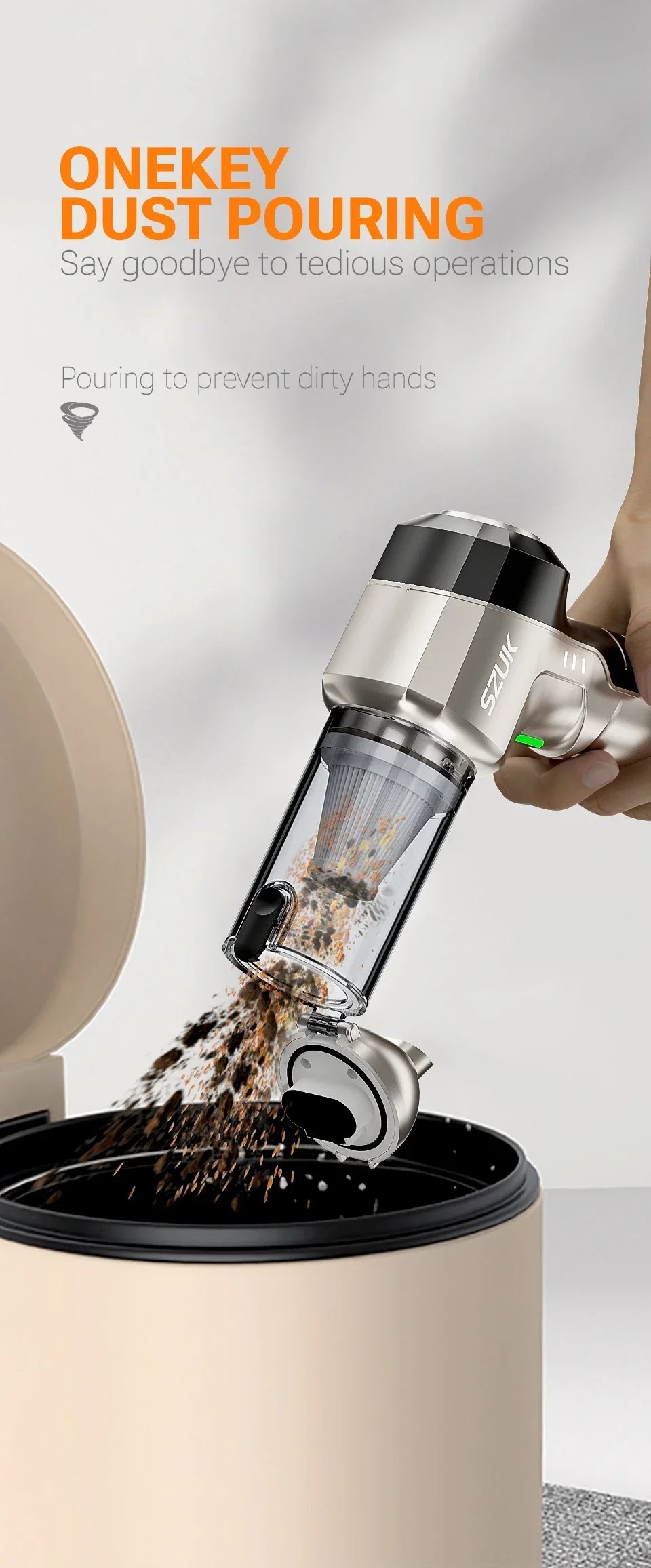 Car Vacuum Cleaner Strong Suction Cordless Wireless Cleaner Portable HandHeld Vacuum Cleaner Cleaning Machine