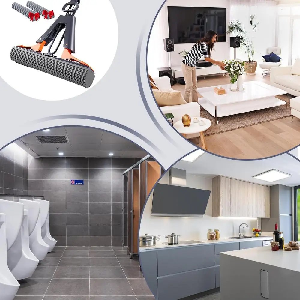 Floor Roller Mop PVA Sponge Floor Squeeze Mop For Cleaning Efficient Cleaning Absorbent Sponge Mop For Hardwood Tile Marble