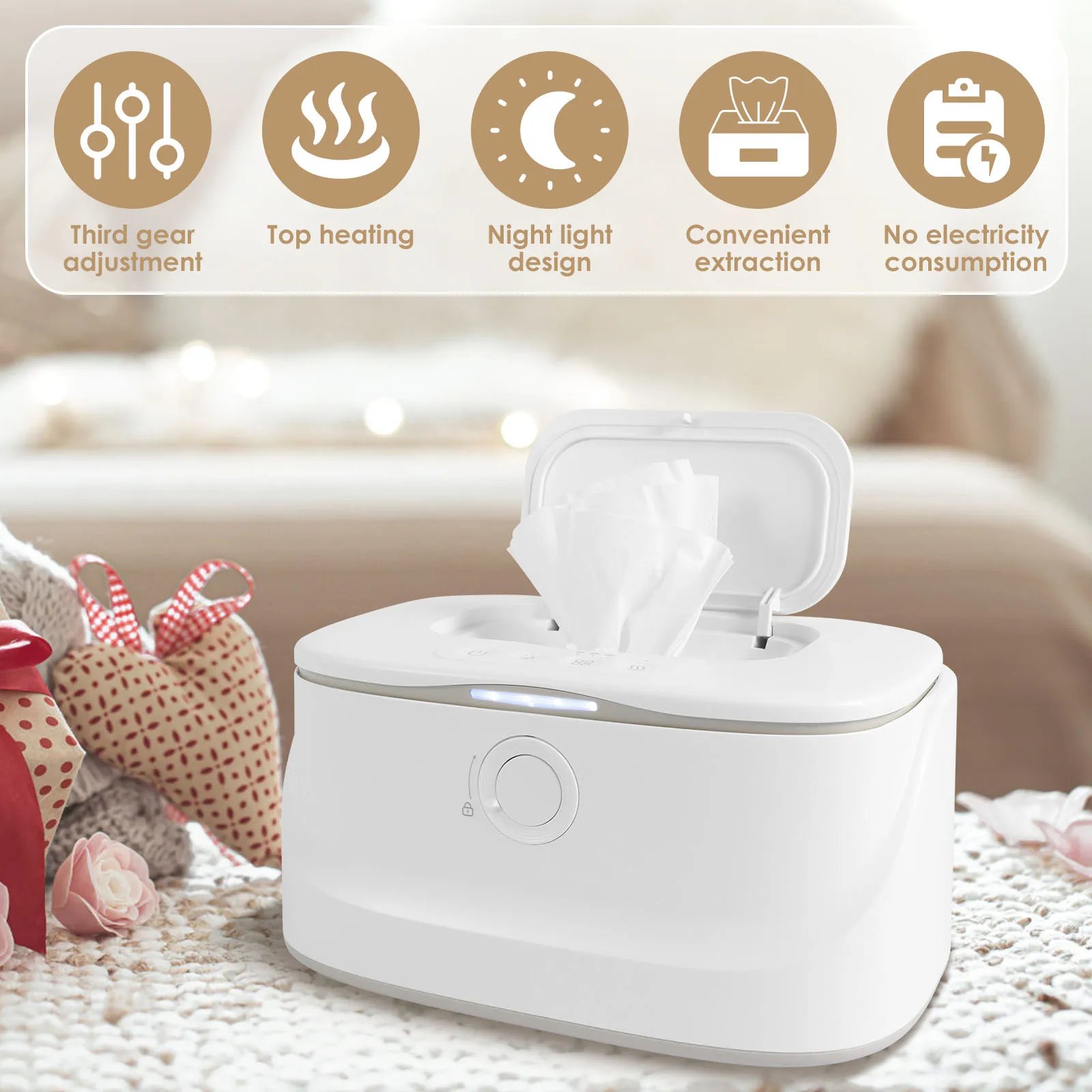 Baby Wipe Warmer Keeps Wipes USB 3 Adjustable Temperature Portable Heating Diaper Wipe Dispenser Baby Wipe Warmer Keeps Wipes USB 3 Adjustable Temperature Portable Heating Diaper Wipe Dispenser