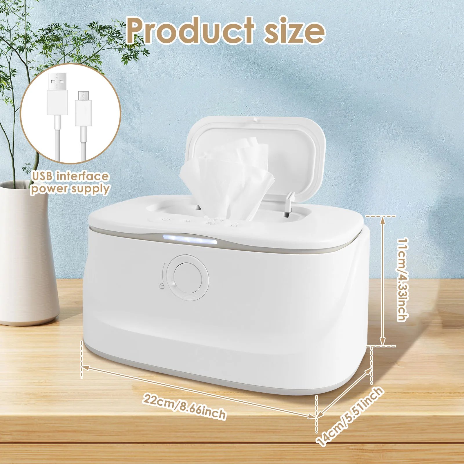 Baby Wipe Warmer Keeps Wipes USB 3 Adjustable Temperature Portable Heating Diaper Wipe Dispenser Baby Wipe Warmer Keeps Wipes USB 3 Adjustable Temperature Portable Heating Diaper Wipe Dispenser