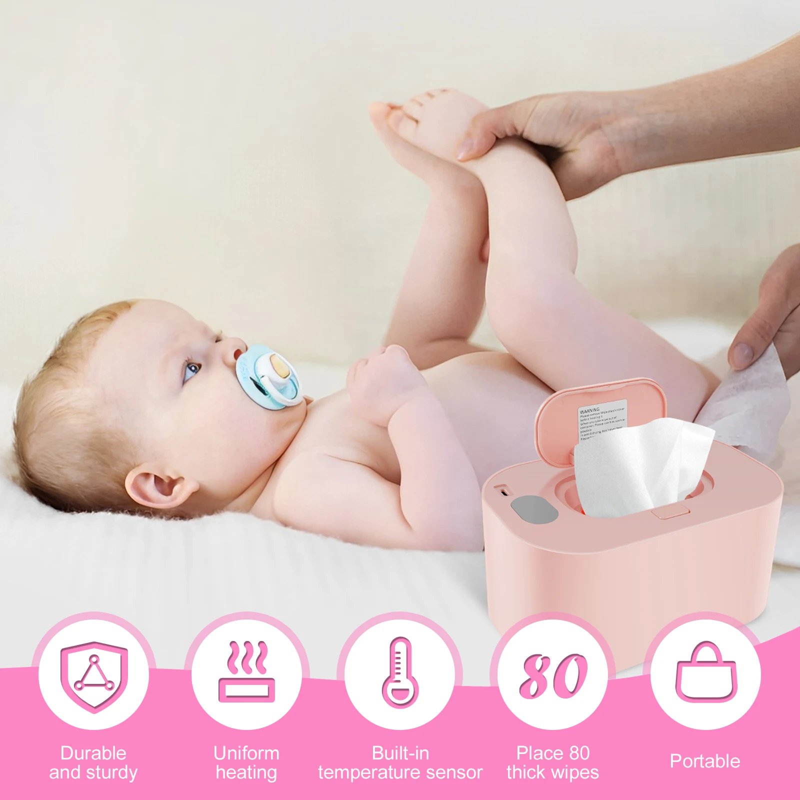 Baby Wipe Warmer Keeps Wipes USB 3 Adjustable Temperature Portable Heating Diaper Wipe Dispenser Baby Wipe Warmer Keeps Wipes USB 3 Adjustable Temperature Portable Heating Diaper Wipe Dispenser