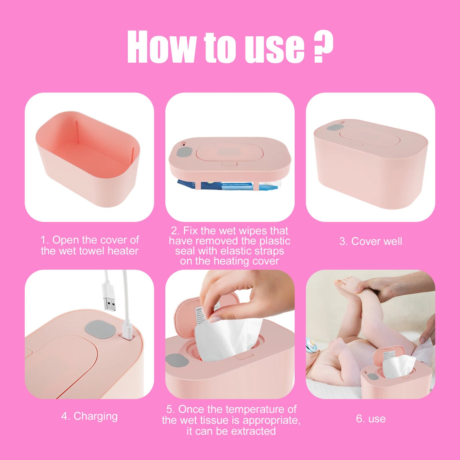 Baby Wipe Warmer Keeps Wipes USB 3 Adjustable Temperature Portable Heating Diaper Wipe Dispenser Baby Wipe Warmer Keeps Wipes USB 3 Adjustable Temperature Portable Heating Diaper Wipe Dispenser