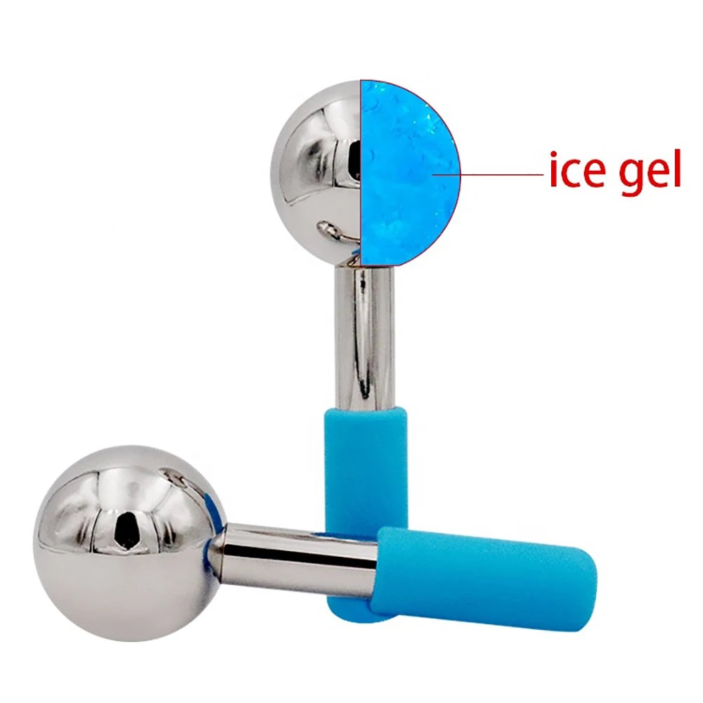 Hot Selling Skin Ice Globes Rose Gold Cooling Facial Ice Globes Beauty Roller Stainless Steel Magic Metal Cold Therapy Hand Held