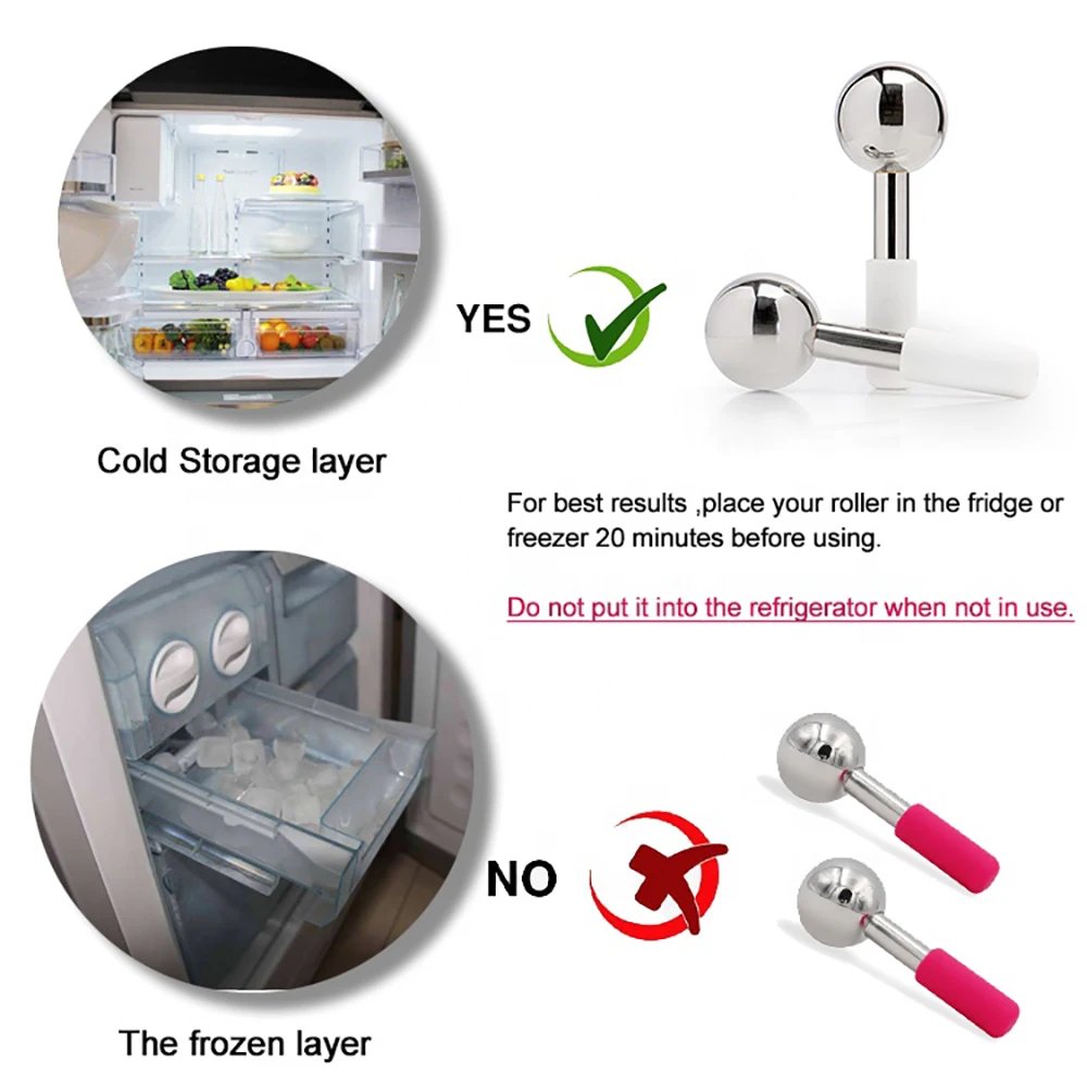 Hot Selling Skin Ice Globes Rose Gold Cooling Facial Ice Globes Beauty Roller Stainless Steel Magic Metal Cold Therapy Hand Held