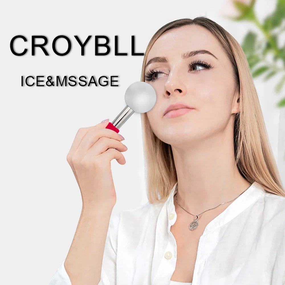 Hot Selling Skin Ice Globes Rose Gold Cooling Facial Ice Globes Beauty Roller Stainless Steel Magic Metal Cold Therapy Hand Held
