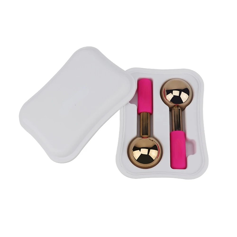Hot Selling Skin Ice Globes Rose Gold Cooling Facial Ice Globes Beauty Roller Stainless Steel Magic Metal Cold Therapy Hand Held
