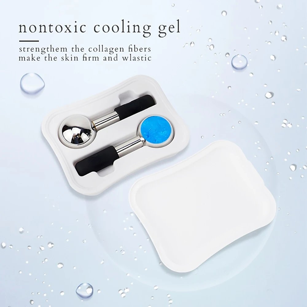 Hot Selling Skin Ice Globes Rose Gold Cooling Facial Ice Globes Beauty Roller Stainless Steel Magic Metal Cold Therapy Hand Held