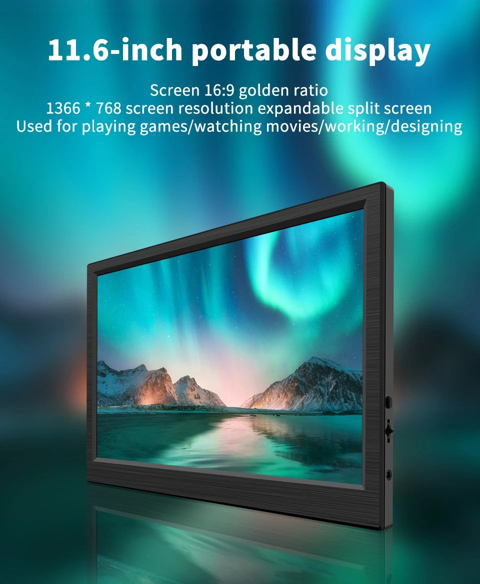 Portable Monitor HDMI-Compatible Laptop second screen 11.6 Inch Gaming Extended Display For Switch/PS4/Xbox/Raspberry Pi Portable Monitor HDMI-Compatible Laptop second screen 11.6 Inch Gaming Extended Display For Switch/PS4/Xbox/Raspberry Pi